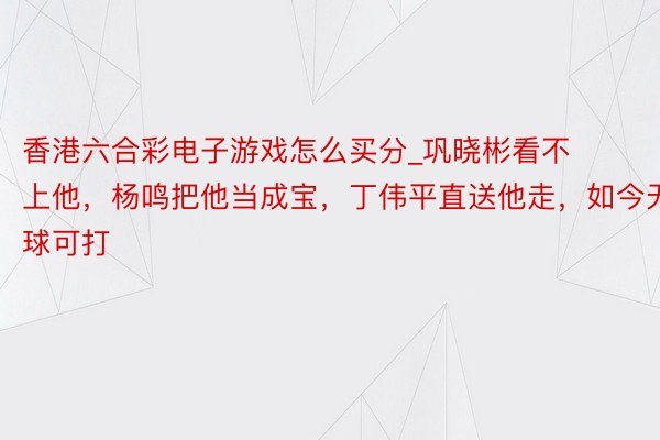 香港六合彩电子游戏怎么买分_巩晓彬看不上他，杨鸣把他当成宝，丁伟平直送他走，如今无球可打