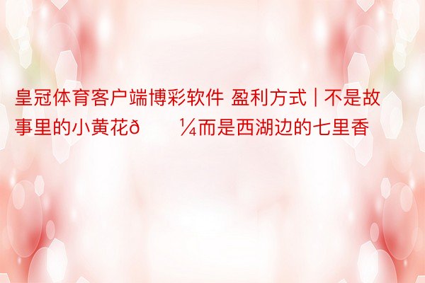 皇冠体育客户端博彩软件 盈利方式 | 不是故事里的小黄花🌼而是西湖边的七里香