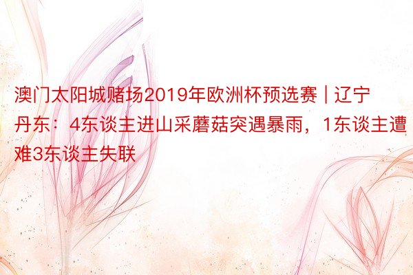 澳门太阳城赌场2019年欧洲杯预选赛 | 辽宁丹东：4东谈主进山采蘑菇突遇暴雨，1东谈主遭难3东谈主失联