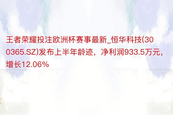 王者荣耀投注欧洲杯赛事最新_恒华科技(300365.SZ)发布上半年龄迹,净利润933.5万元,增长12.06%