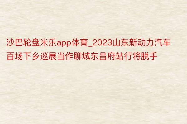 沙巴轮盘米乐app体育_2023山东新动力汽车百场下乡巡展当作聊城东昌府站行将脱手