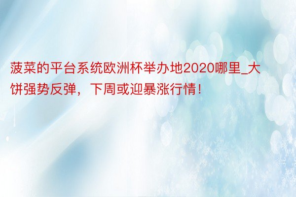 菠菜的平台系统欧洲杯举办地2020哪里_大饼强势反弹，下周或迎暴涨行情！