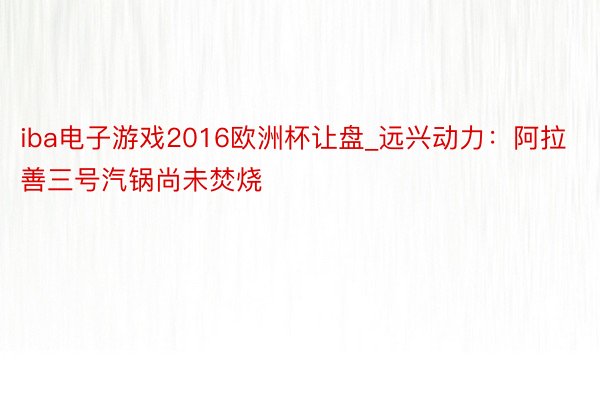 iba电子游戏2016欧洲杯让盘_远兴动力：阿拉善三号汽锅尚未焚烧