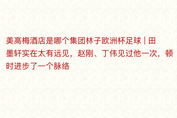 美高梅酒店是哪个集团林子欧洲杯足球 | 田墨轩实在太有远见，赵刚、丁伟见过他一次，顿时进步了一个脉络