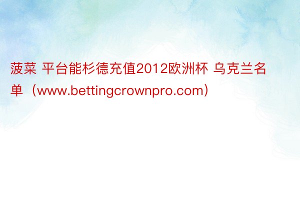菠菜 平台能杉德充值2012欧洲杯 乌克兰名单（www.bettingcrownpro.com）